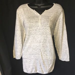 Woman’s athleta 5 Button Henley Top Oatmeal Sz L